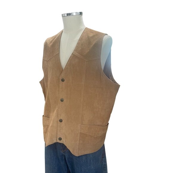 Cripple Creek Suede Leather Vest Western Cowboy Rodeo Ranch Wear Festival XL Tan - Picture 6 of 9